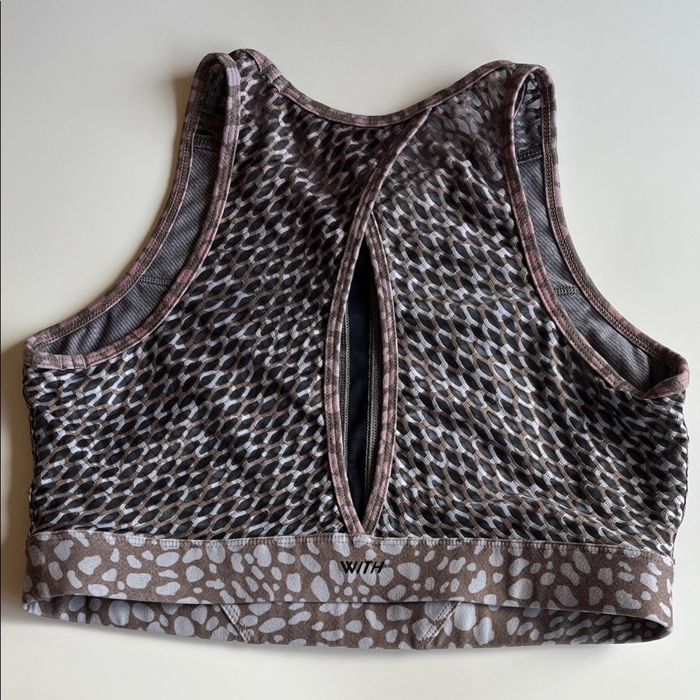 Peloton Mauve Brown Leopard-Print Sports Bra with Pink Logo - Picture 2 of 5